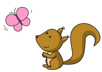 Squirrel and butterfly