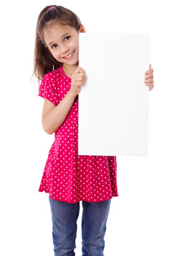 Girl standing with empty paper
