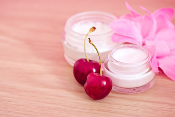 beauty product with natural ingredients (cherries)