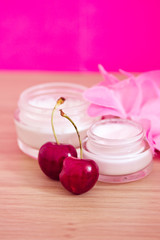 beauty product with natural ingredients (cherries)