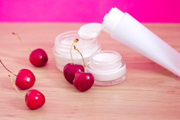 beauty product with natural ingredients (cherries)