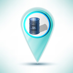 vector glossy oil barrel Icon Button  design element on a blue b