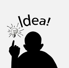 Illustration of the idea. man raised his hand up with his index