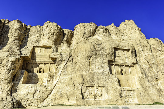 antiquity of wall at Naqsh-e Rustam in Shiraz, Iran