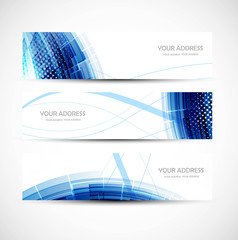 abstract colorful blue wave header vector set