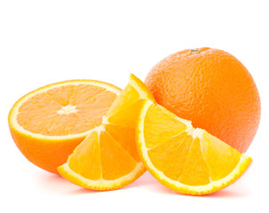 Whole orange fruit and his segments or cantles