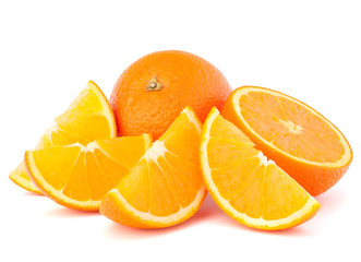 Whole orange fruit and his segments or cantles