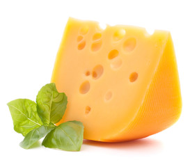 Cheese and basil leaves