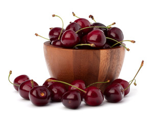 Cherry in wooden bowl