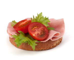 healthy sandwich with vegetable and smoked ham