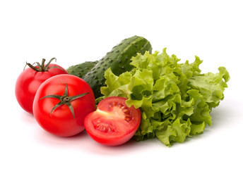 Tomato, cucumber vegetable and lettuce salad