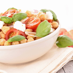 chickpea salad and basil