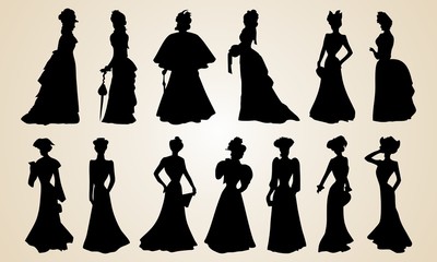 Elegant Victorian Women Silhouettes