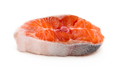 Salmon steak isolated on white background