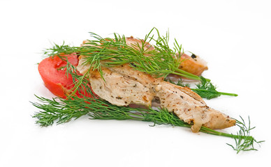 Grilled meat and vegetables