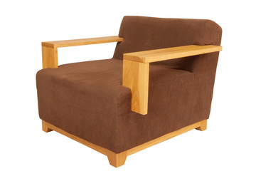 brown armchair fourty-five degree view