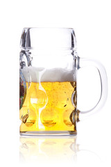 Frosty glass of light beer