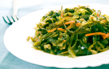 Fresh seaweed salad with carrot