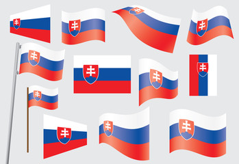 set of flags of Slovakia vector illustration