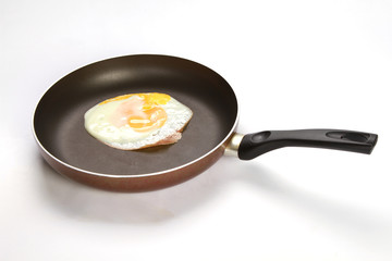 Egg in the Pan with handle on white background