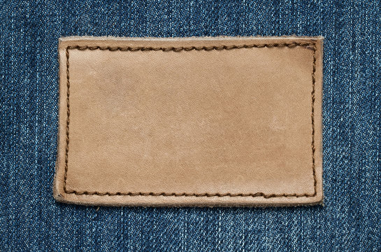 Blank leather jeans label with copy space