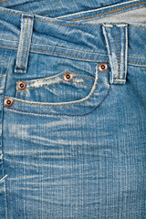 Blue jeans fabric with pocket