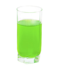 The glass with green water