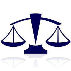 Justice scales - vector blue icon