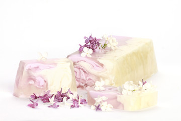 Obraz na płótnie Canvas Handmade lilac Soap closeup.Spa products