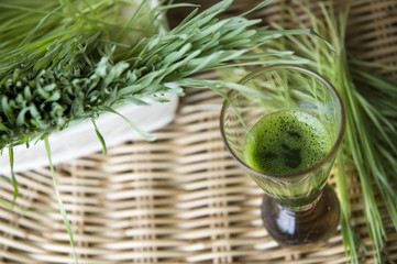 top of wheatgrass drink