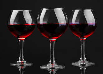 Wineglasses isolated on black
