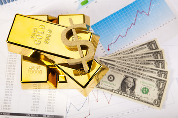Financial indicators,Chart,Gold bar,money