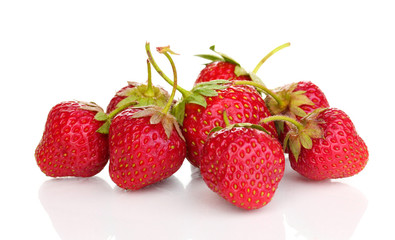 Sweet ripe strawberries isolated on white