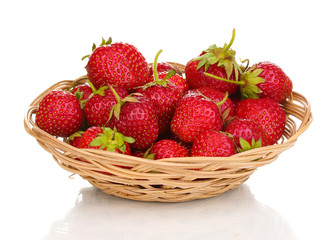 Sweet ripe strawberries in basket isolated on white © Africa Studio