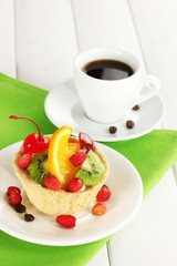 sweet cake with fruits