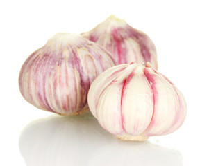 young garlic peeled isolated on white