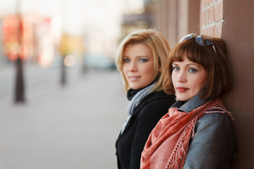 Young women on a city street