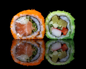 sushi with flying fish eggs