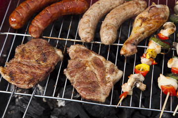  Closeup of meat on grill