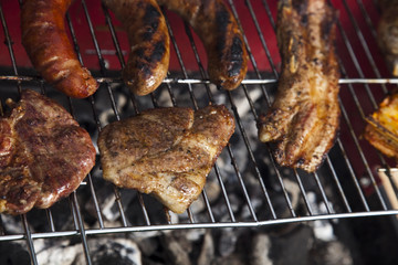  Closeup of meat on grill