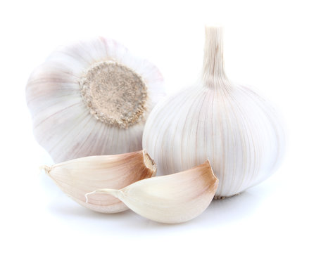 Garlic with slice in closeup