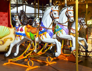 Traditional carousel with horses