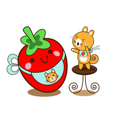 squirrel and strawberry