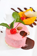 cherry ice cream with fruits