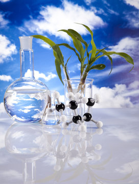 Laboratory  on blue sky background 