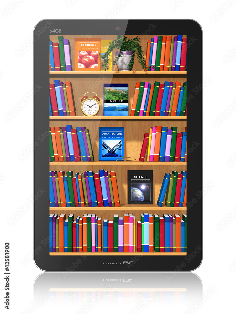 Wall mural Bookshelf in tablet computer