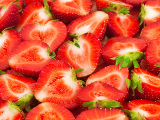 Fresh sliced strawberries background