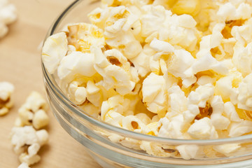 Crunchy white buttered popcorn