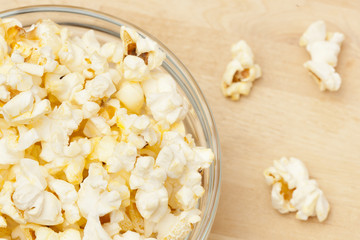 Crunchy white buttered popcorn