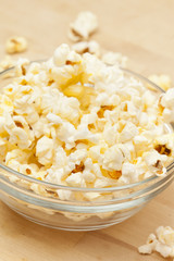 Crunchy white buttered popcorn